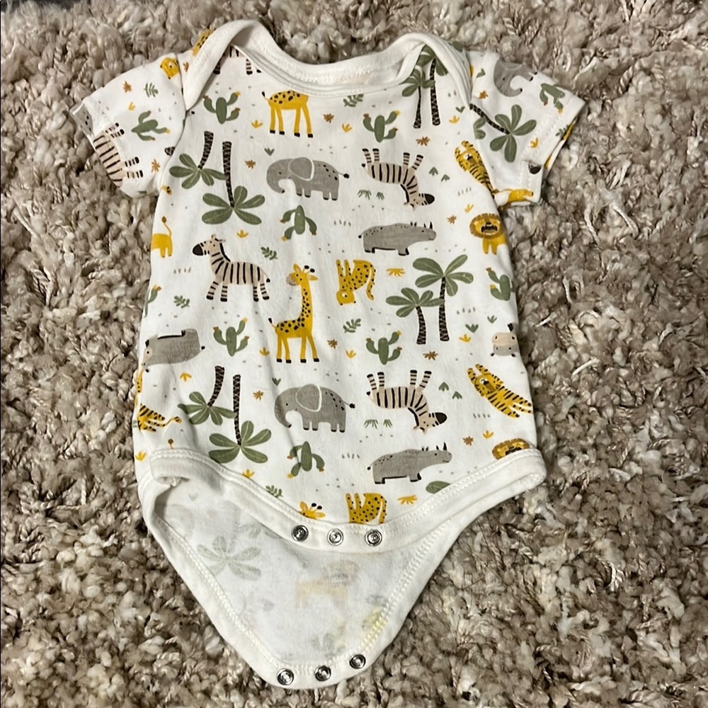 Rene Rofe White and Yellow Bodysuit with Playful Animal Prints